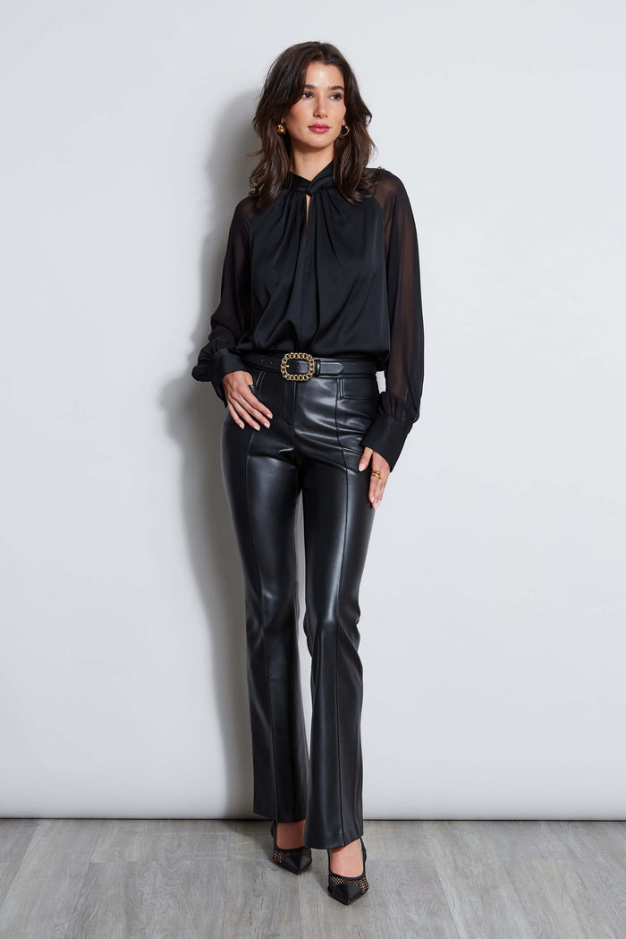 Elie Tahari Silk Twist Keyhole Shirt Noir
