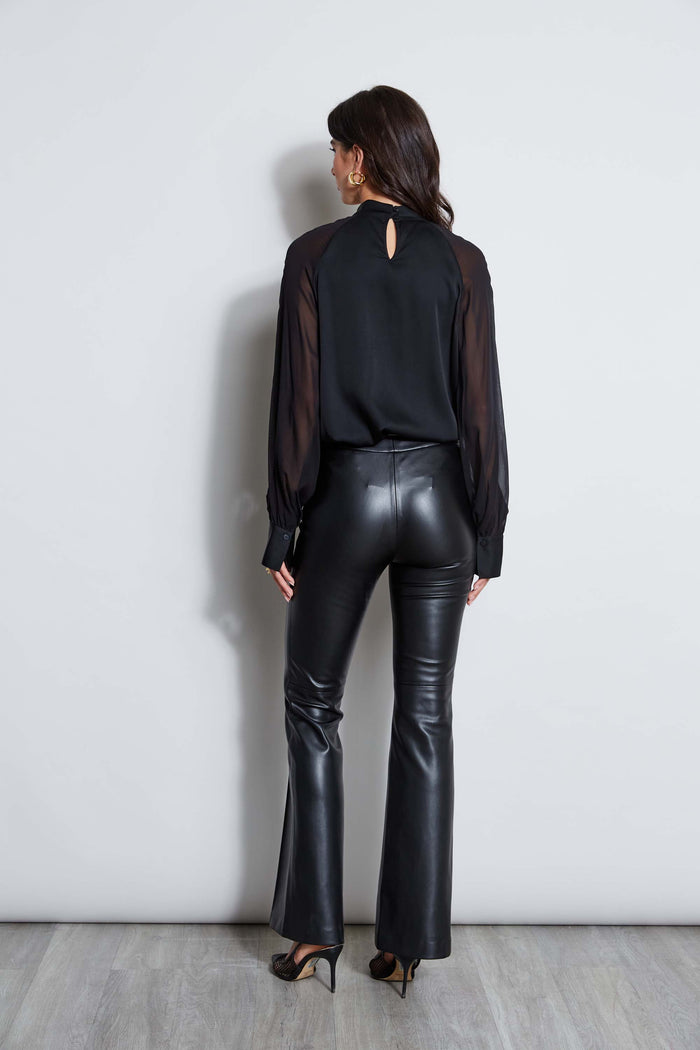 Elie Tahari Silk Twist Keyhole Shirt Noir