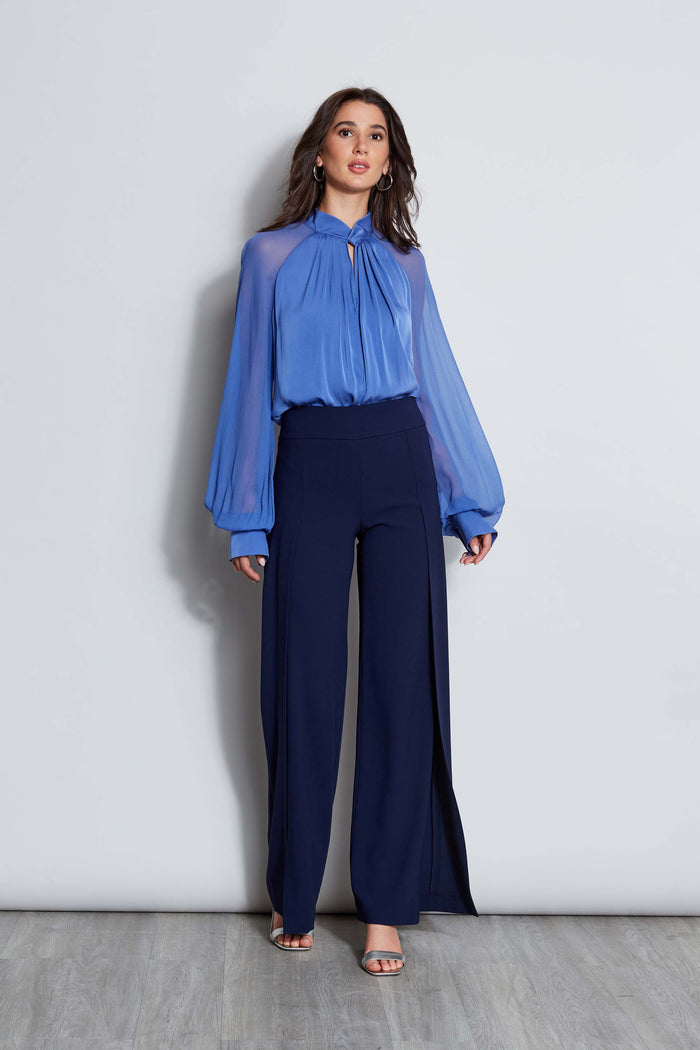 Elie Tahari Silk Twist Keyhole Shirt PARIS BLUE