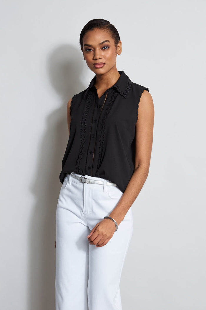 Elie Tahari Sleeveless Button-Down Shirt NOIR