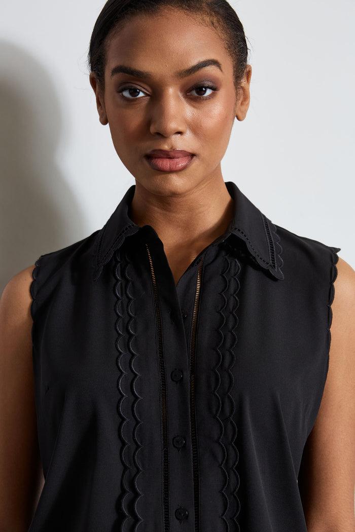 Elie Tahari Sleeveless Button-Down Shirt NOIR