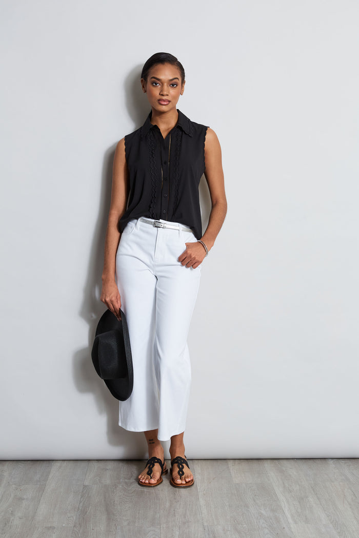 Elie Tahari Sleeveless Button-Down Shirt NOIR