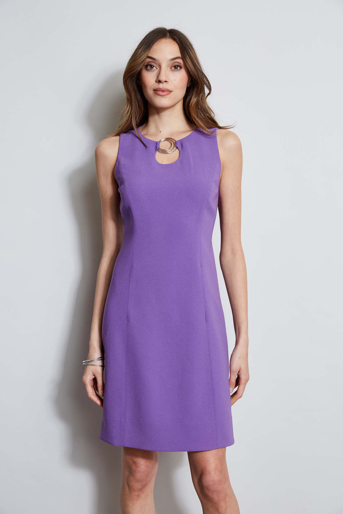 Elie Tahari Sleeveless Keyhole Ring Dress VIOLET
