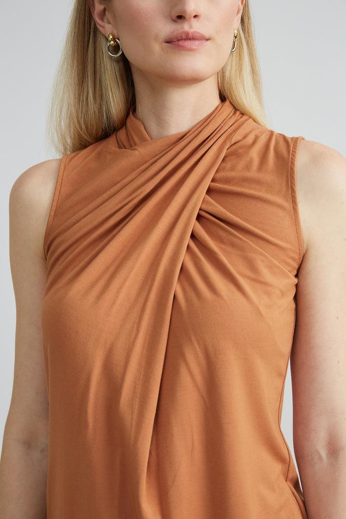 Elie Tahari Sleeveless Twist Neck Knit CARAMEL