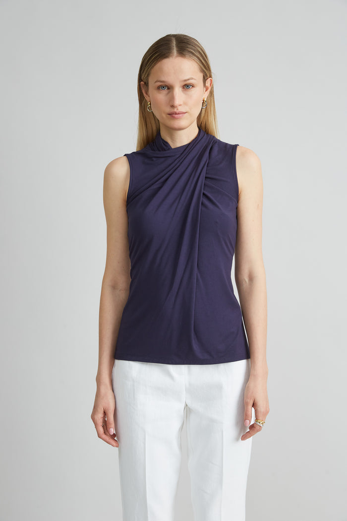 Elie Tahari Sleeveless Twist Neck Knit STARGAZER