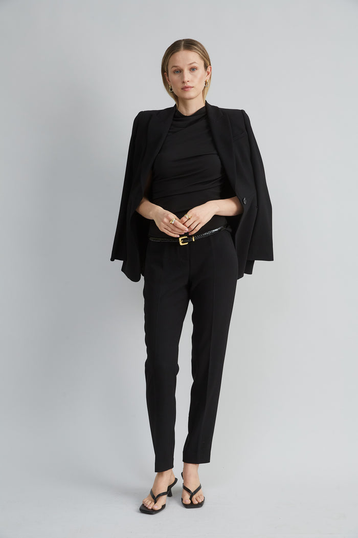 Elie Tahari Slim Crepe Inseam Pant BLACK