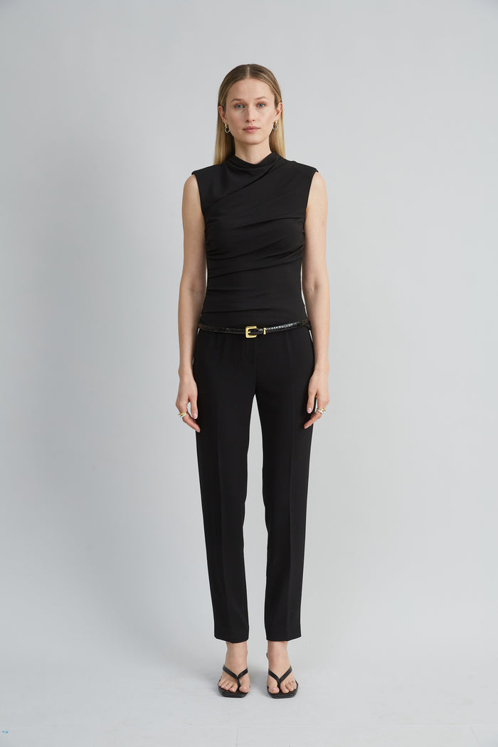 Elie Tahari Slim Crepe Inseam Pant BLACK