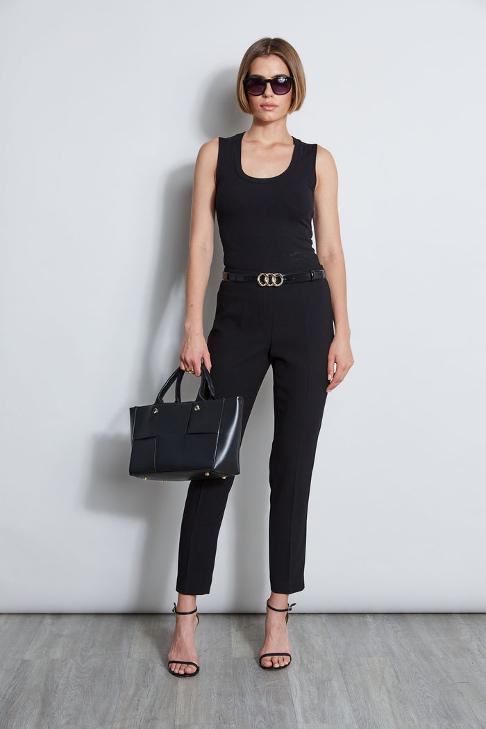 Elie Tahari Slim Fit Crepe Pant BLACK