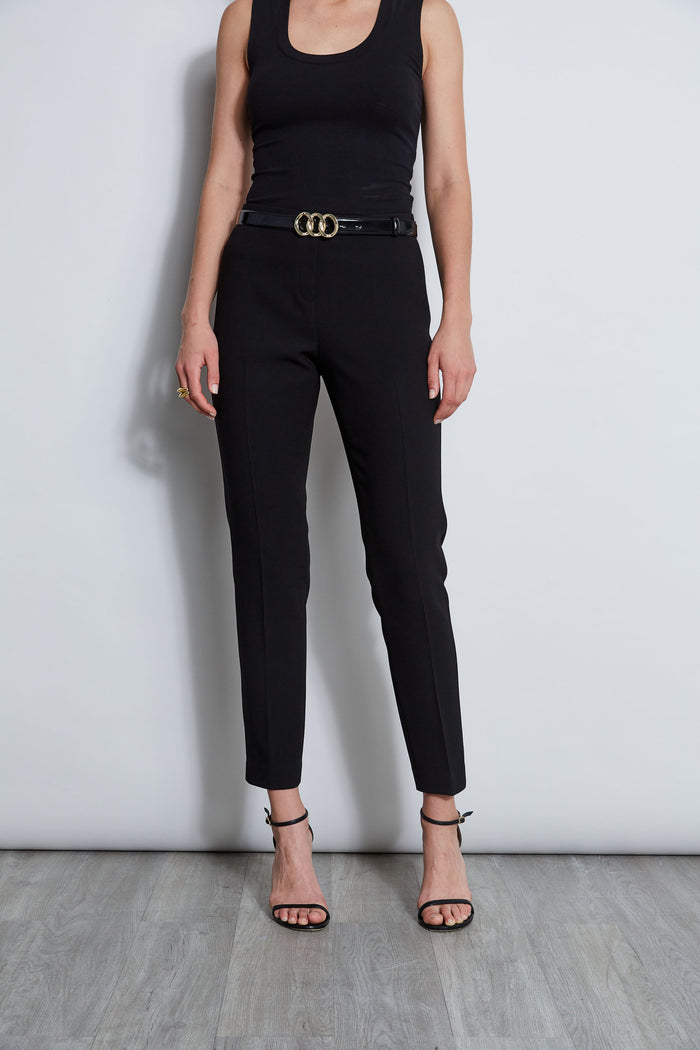 Elie Tahari Slim Fit Crepe Pant BLACK