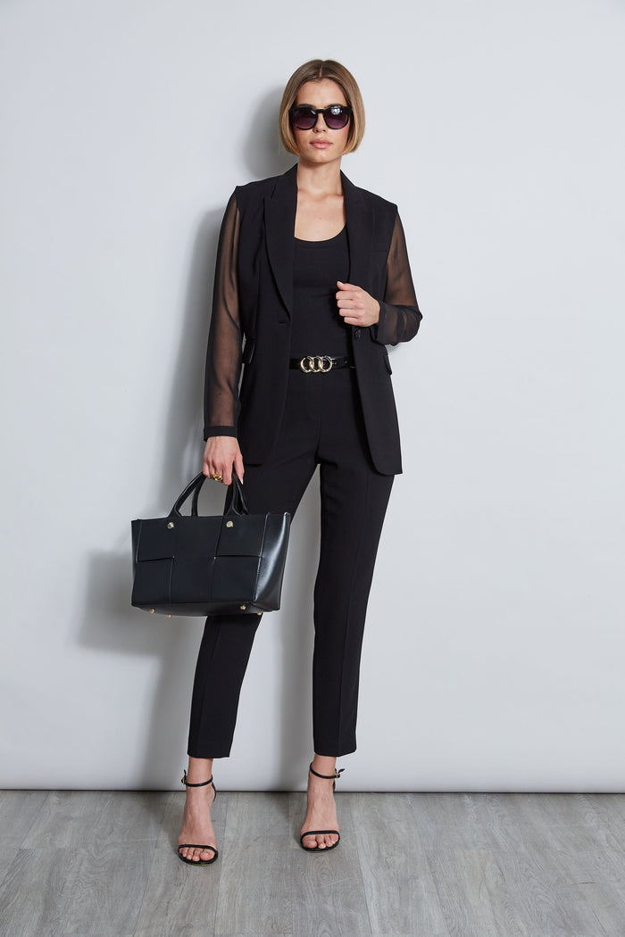 Elie Tahari Slim Fit Crepe Pant BLACK