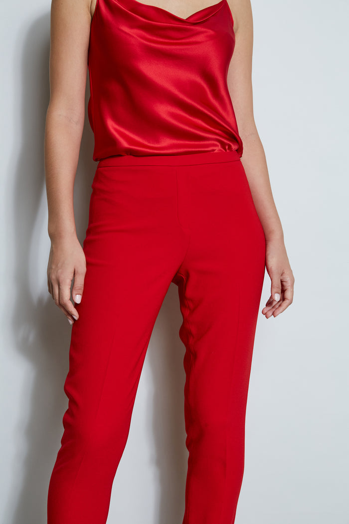 Elie Tahari Slim Fit Crepe Pant FLAME RED