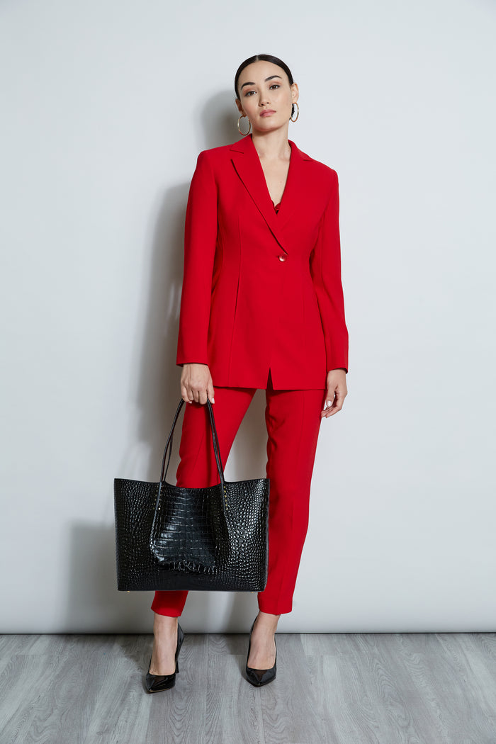 Elie Tahari Slim Fit Crepe Pant FLAME RED