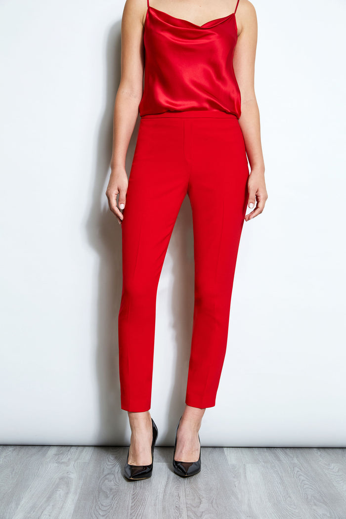 Elie Tahari Slim Fit Crepe Pant FLAME RED