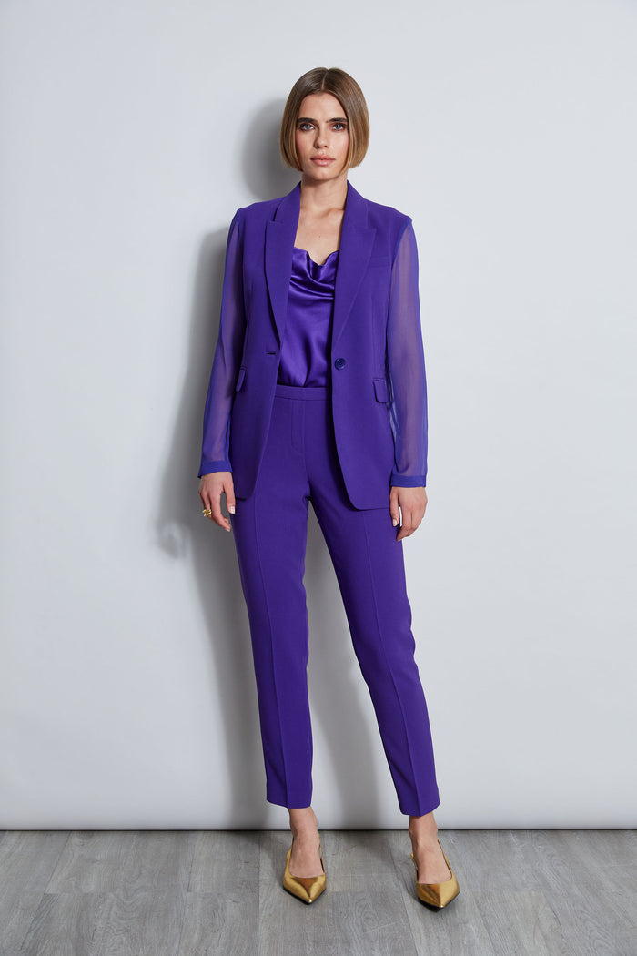 Elie Tahari Slim Fit Crepe Pant GRAPE