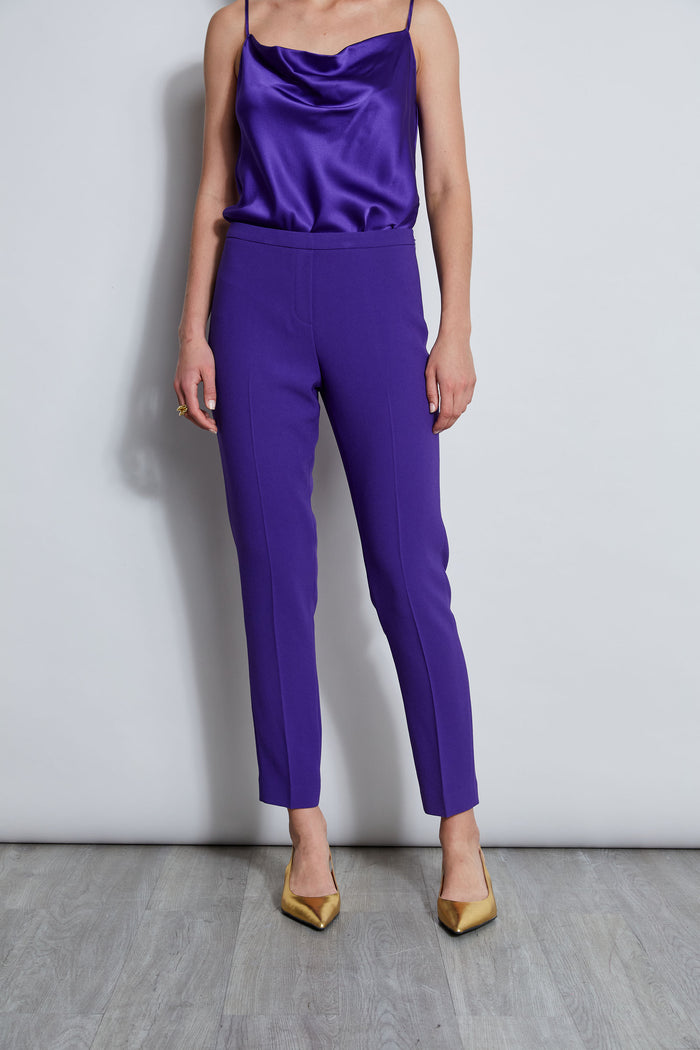 Elie Tahari Slim Fit Crepe Pant GRAPE