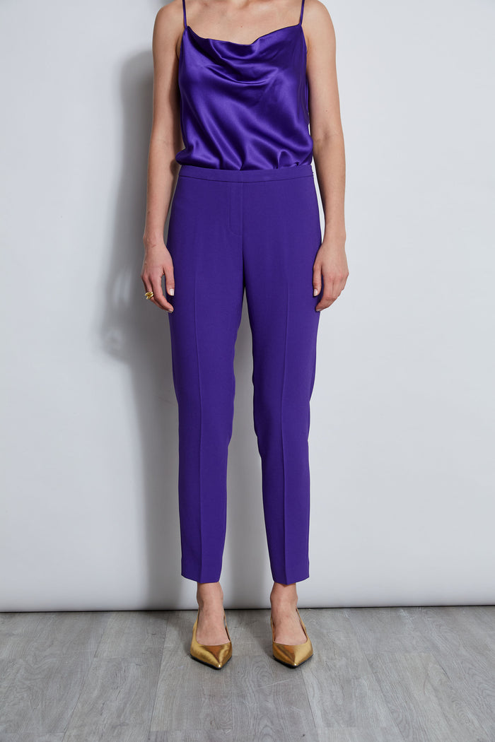 Elie Tahari Slim Fit Crepe Pant GRAPE