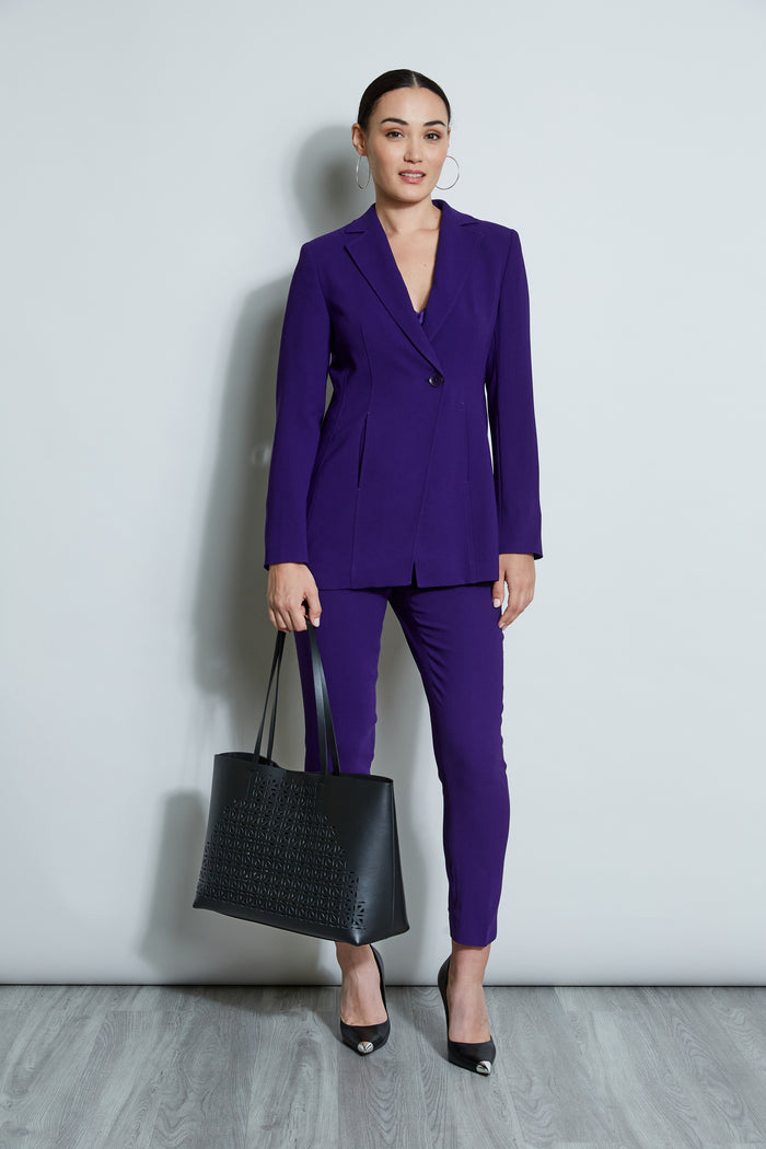 Elie Tahari Slim Fit Crepe Pant WINTER PLUM