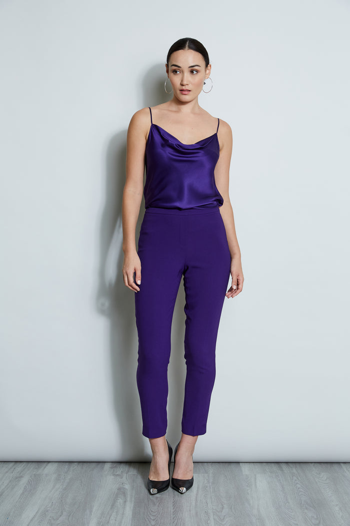 Elie Tahari Slim Fit Crepe Pant WINTER PLUM