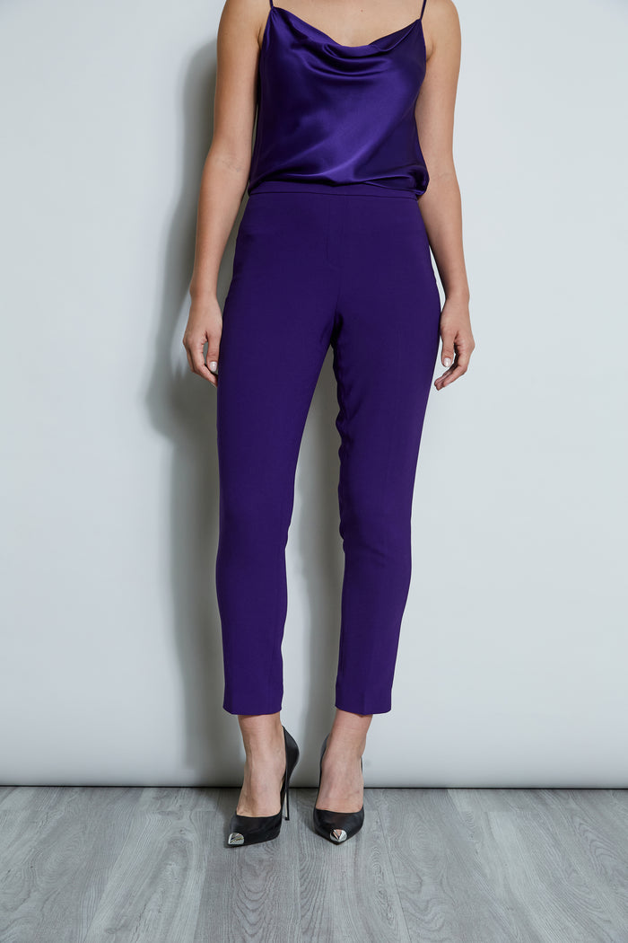 Elie Tahari Slim Fit Crepe Pant WINTER PLUM