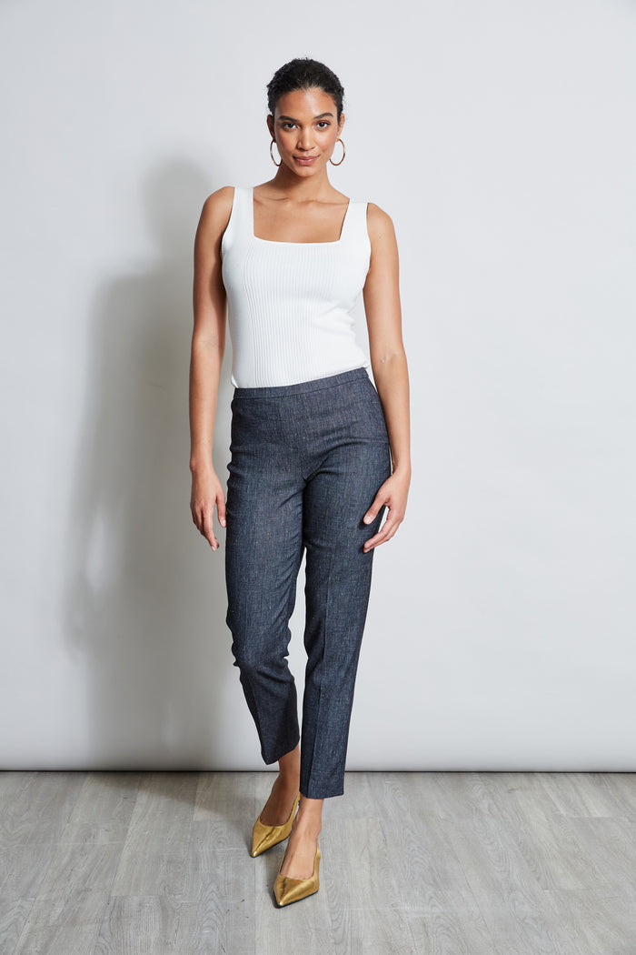 Elie Tahari Slim Linen Pant DENIM