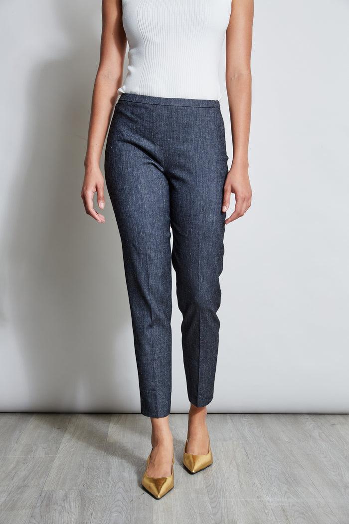 Elie Tahari Slim Linen Pant DENIM