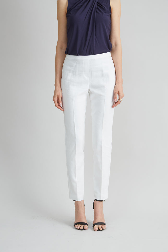 Elie Tahari Slim Linen Pant WHITE