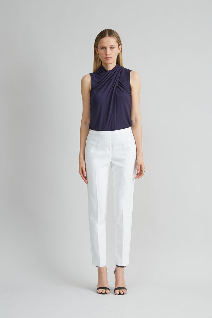 Elie Tahari Slim Linen Pant WHITE