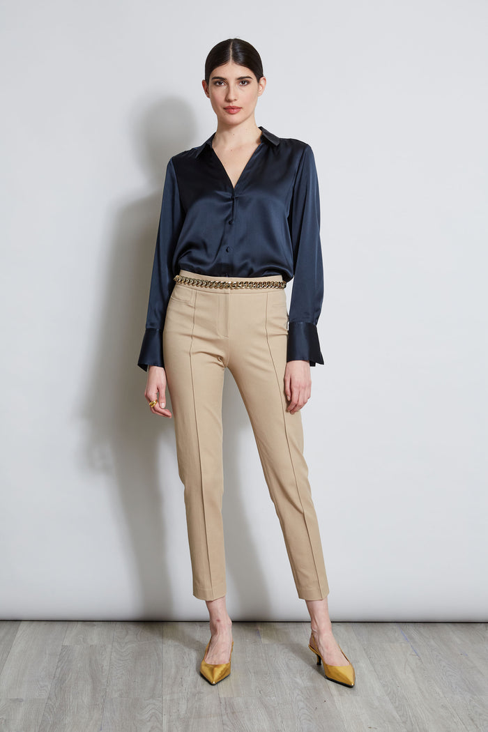 Elie Tahari Slim Pintuck Pant RATTAN