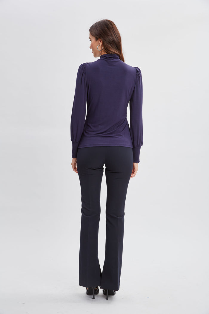 Elie Tahari Smocked Turtleneck Knit STARGAZER