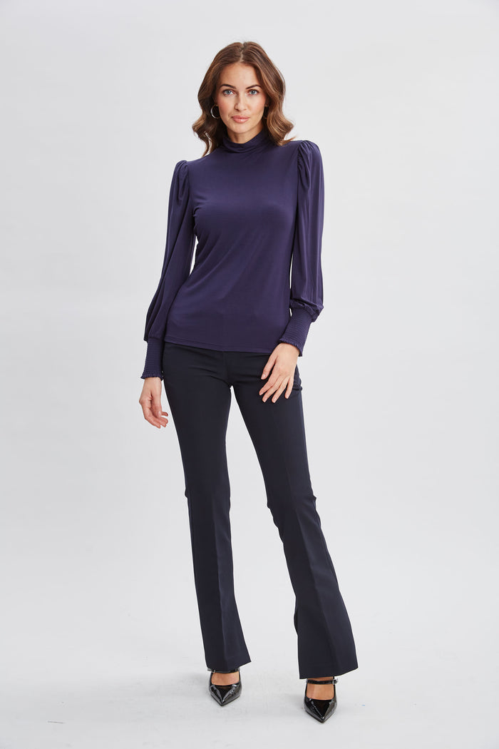 Elie Tahari Smocked Turtleneck Knit STARGAZER