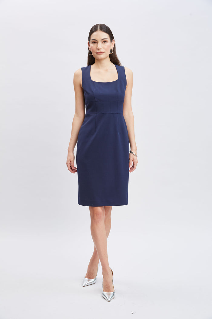 Elie Tahari Square Neck Slim Dress INDIGO