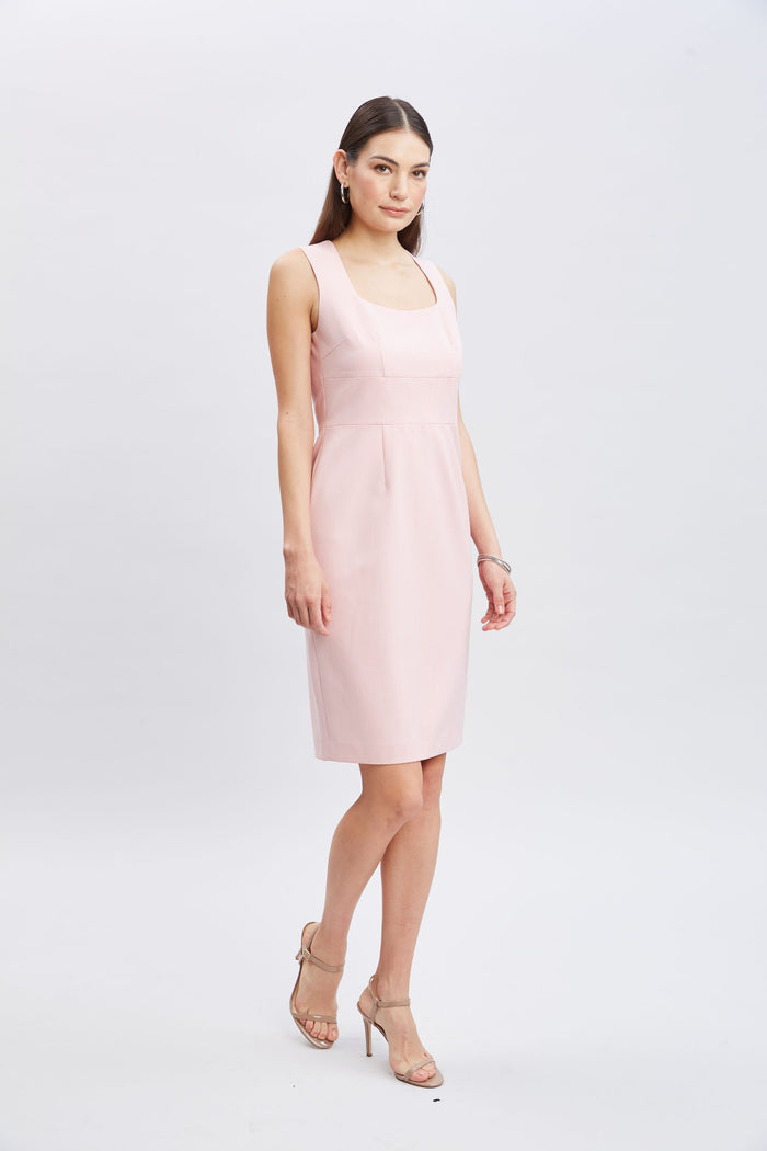 Elie Tahari Square Neck Slim Dress PINK LEMONADE