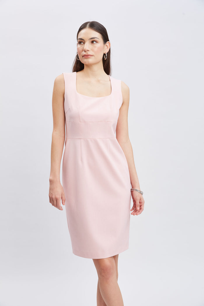 Elie Tahari Square Neck Slim Dress PINK LEMONADE