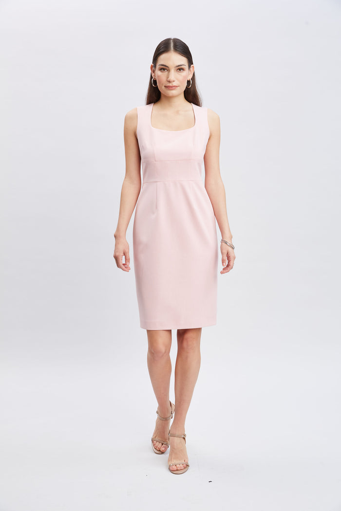 Elie Tahari Square Neck Slim Dress PINK LEMONADE