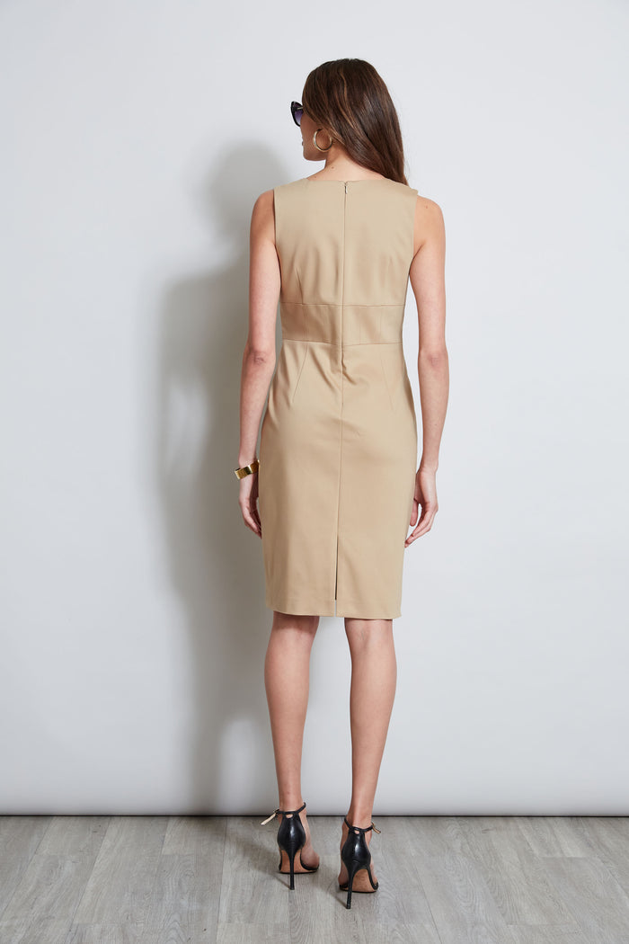 Elie Tahari Square Neck Slim Dress SANDCASTLE