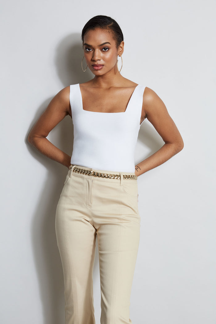 Elie Tahari Square Neck Tank Sky White