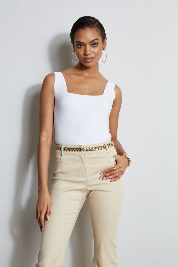 Elie Tahari Square Neck Tank Sky White