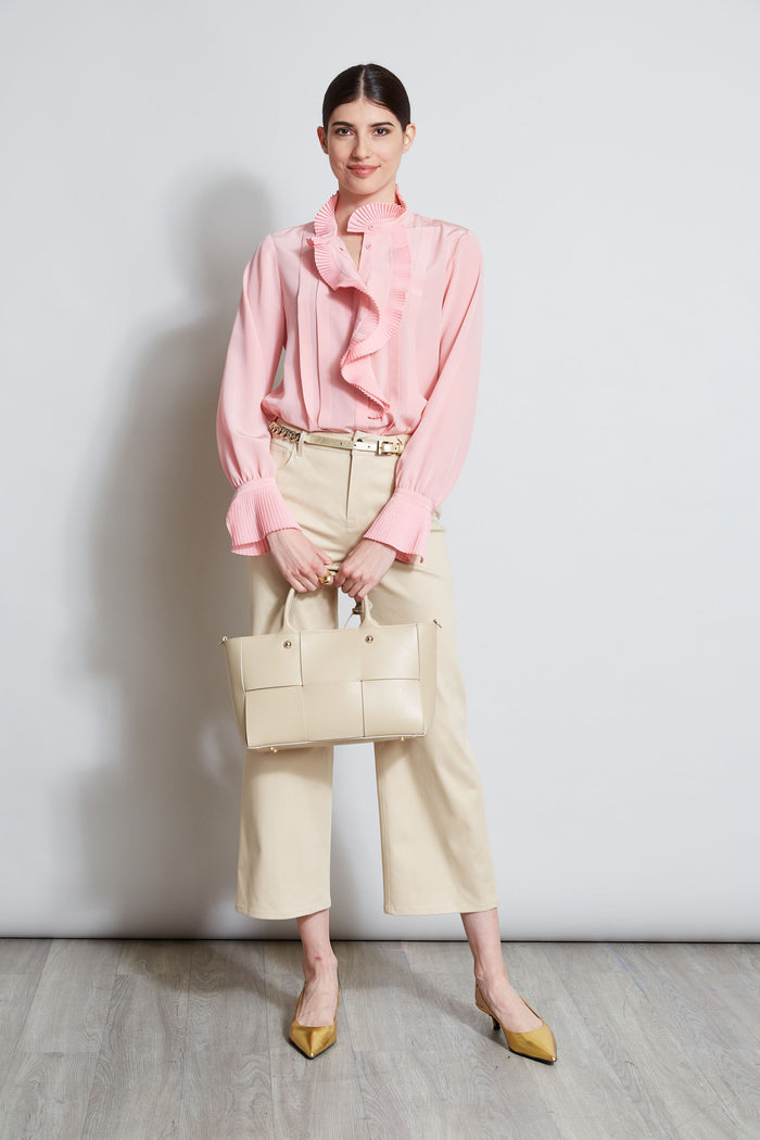 Elie Tahari Stretch Denim Wide Leg Pant DRIFTWOOD