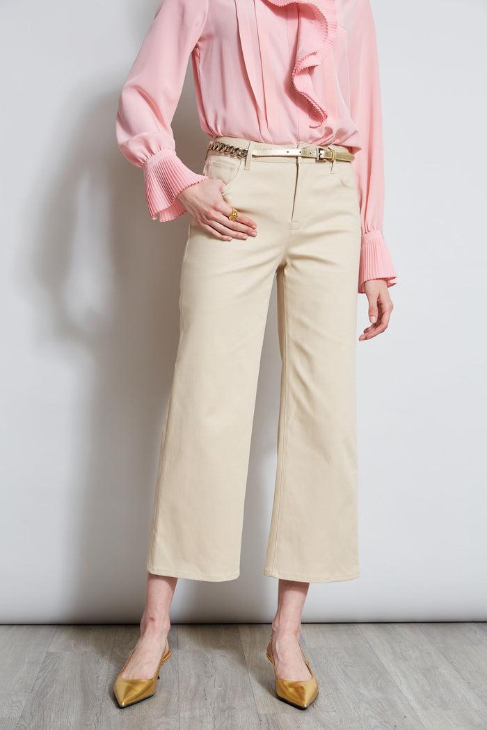 Elie Tahari Stretch Denim Wide Leg Pant DRIFTWOOD