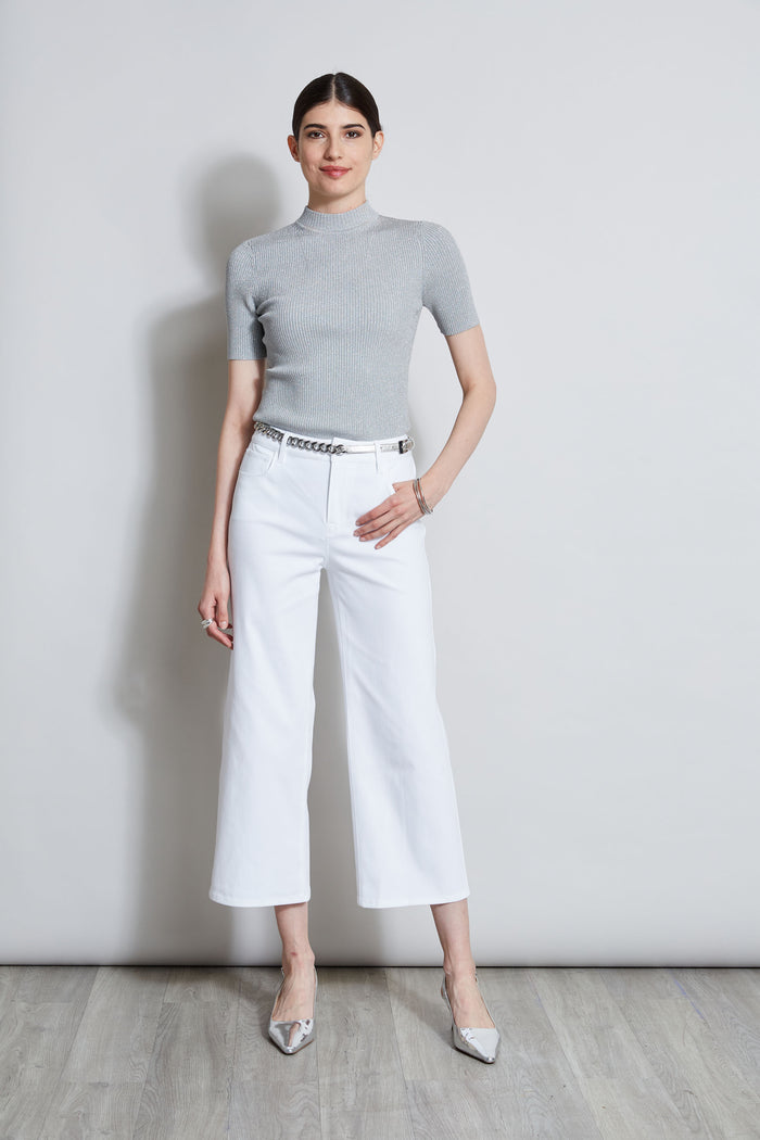 Elie Tahari Stretch Denim Wide Leg Pant WHITE