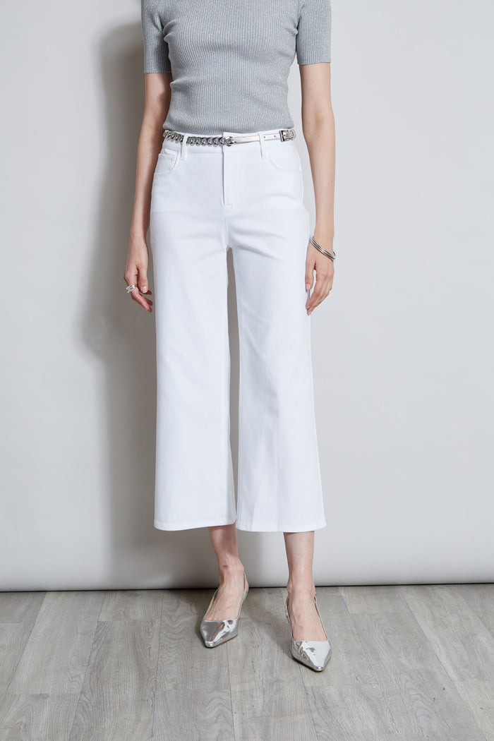 Elie Tahari Stretch Denim Wide Leg Pant WHITE