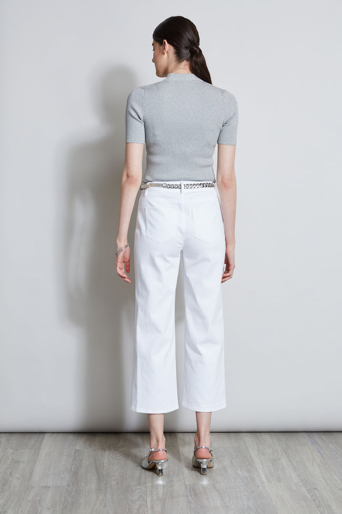 Elie Tahari Stretch Denim Wide Leg Pant WHITE