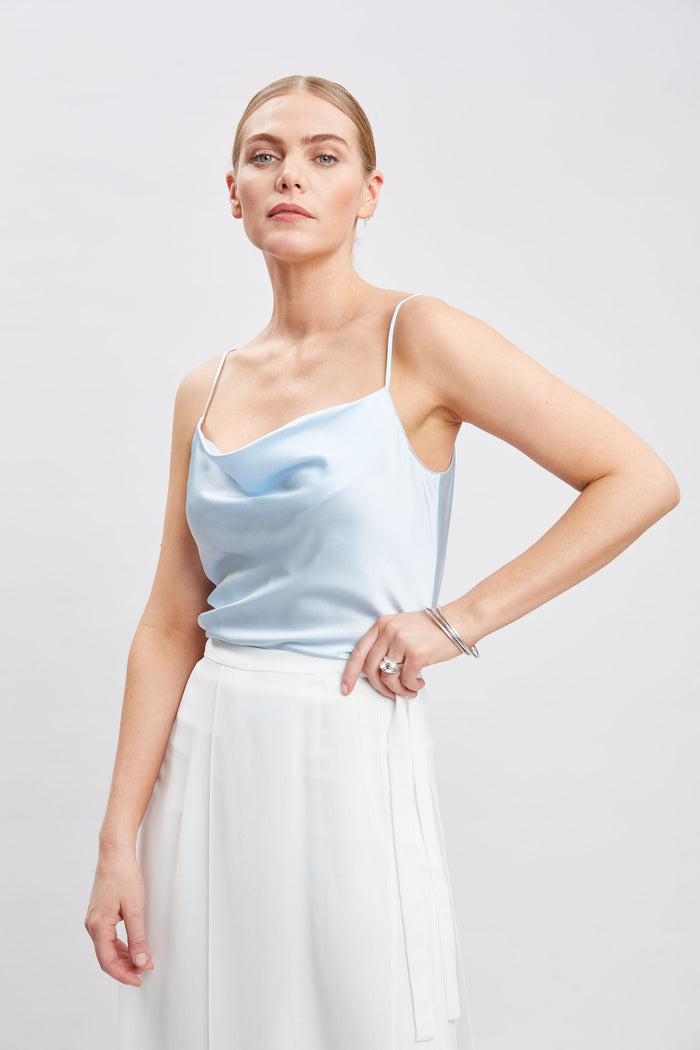 Elie Tahari Stretch Silk Satin Cami MIST BLUE