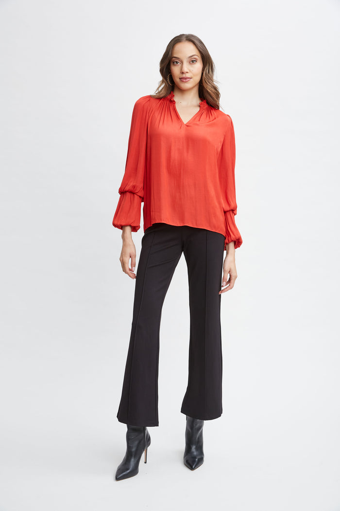 Elie Tahari T-Tahari Airflow Split Shirt TOMATO