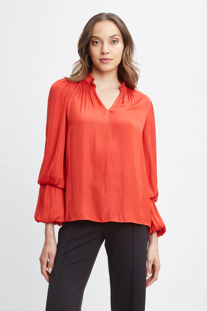 Elie Tahari T-Tahari Airflow Split Shirt TOMATO