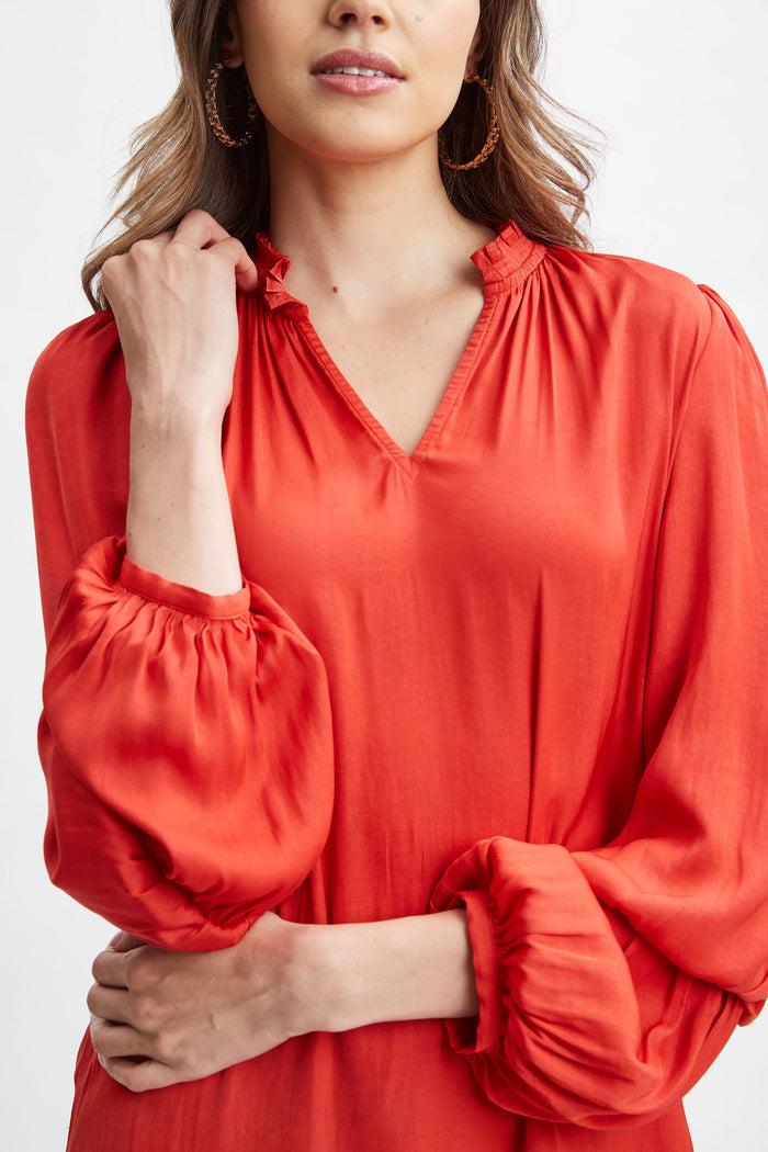 Elie Tahari T-Tahari Airflow Split Shirt TOMATO