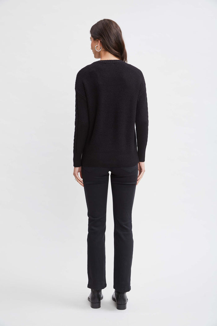 Elie Tahari T-Tahari Cable Knit Sweater BLACK