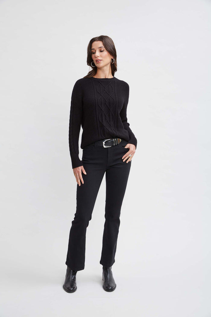 Elie Tahari T-Tahari Cable Knit Sweater BLACK