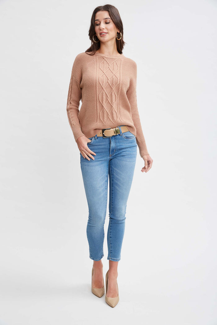 Elie Tahari T-Tahari Cable Knit Sweater HAZELWOOD