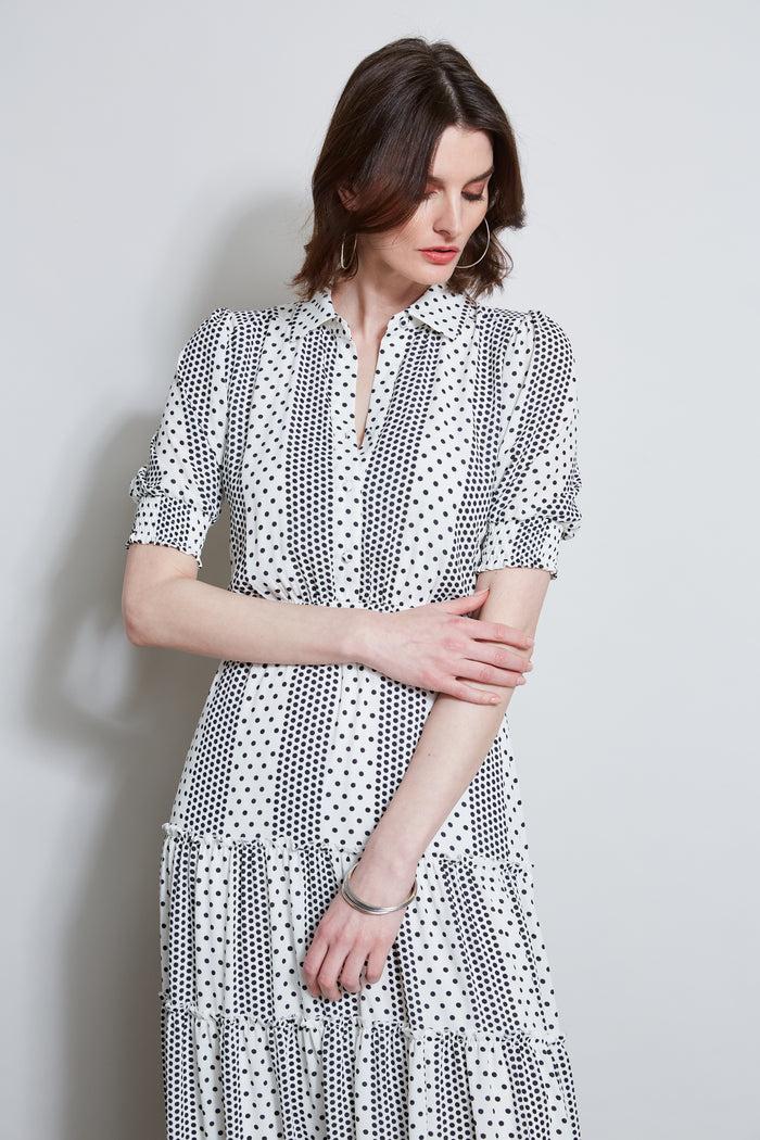 Elie Tahari T-Tahari Dot Shirt Dress DOTTED DREAM